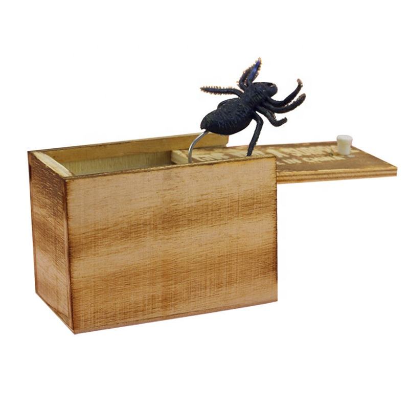 Wooden Scare Box Prank with Jumping Spider – Funny Scary Surprise Joke Toy Gift