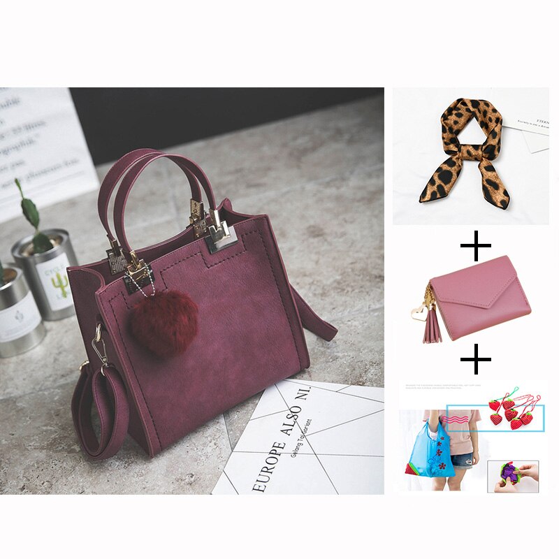 WANGKA handbag women shoulder bag luxury handbags women bags designer High-grade Scrub leather messenger bag Hairball women bag