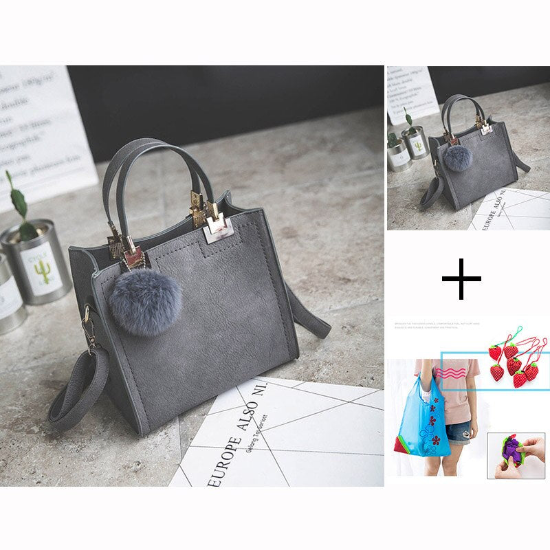 WANGKA handbag women shoulder bag luxury handbags women bags designer High-grade Scrub leather messenger bag Hairball women bag