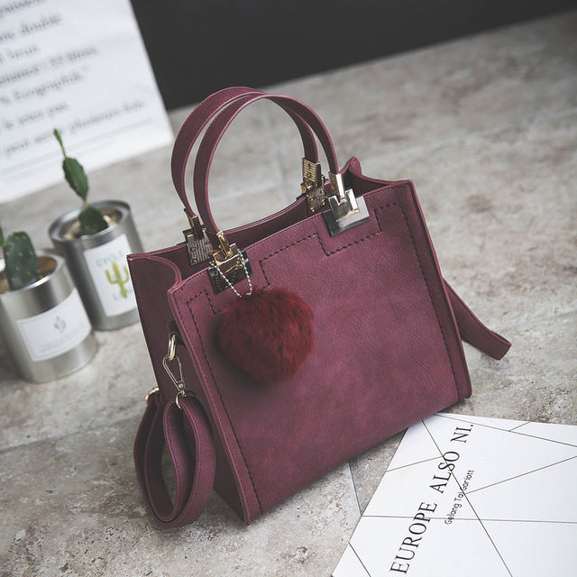 WANGKA handbag women shoulder bag luxury handbags women bags designer High-grade Scrub leather messenger bag Hairball women bag