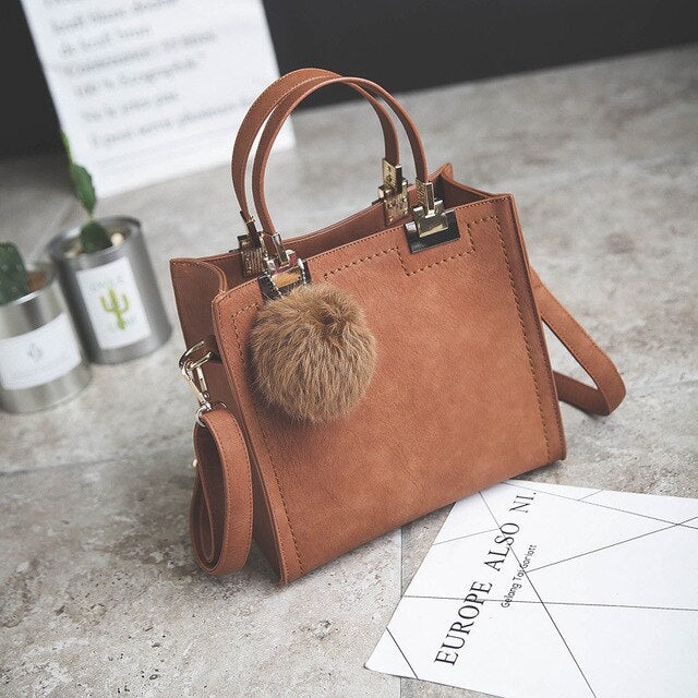 WANGKA handbag women shoulder bag luxury handbags women bags designer High-grade Scrub leather messenger bag Hairball women bag
