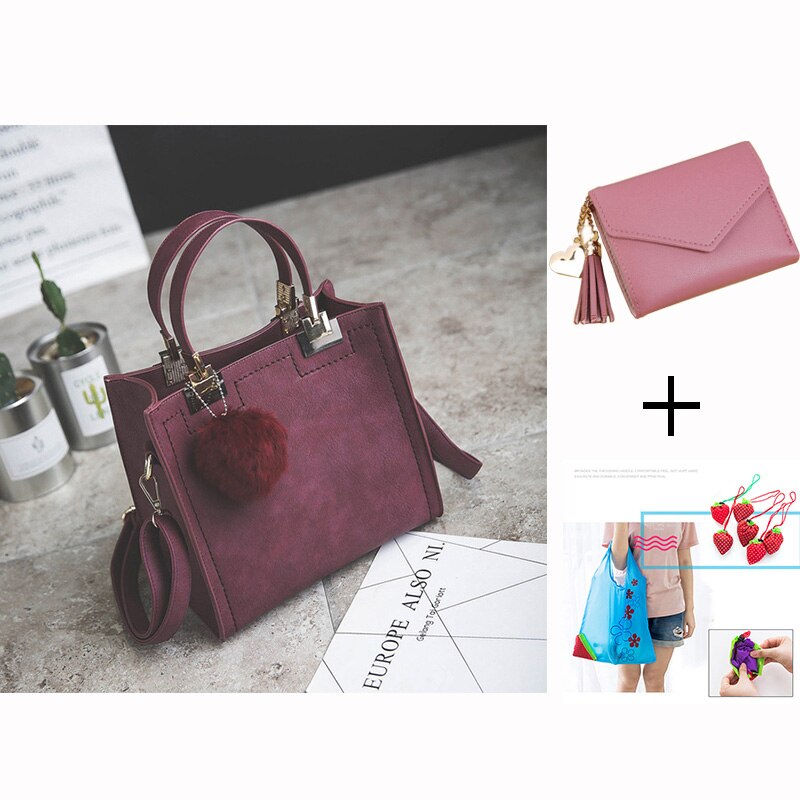 WANGKA handbag women shoulder bag luxury handbags women bags designer High-grade Scrub leather messenger bag Hairball women bag