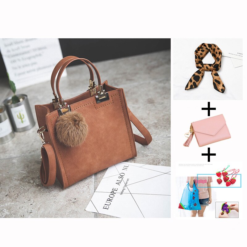 WANGKA handbag women shoulder bag luxury handbags women bags designer High-grade Scrub leather messenger bag Hairball women bag