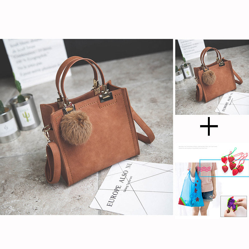 WANGKA handbag women shoulder bag luxury handbags women bags designer High-grade Scrub leather messenger bag Hairball women bag