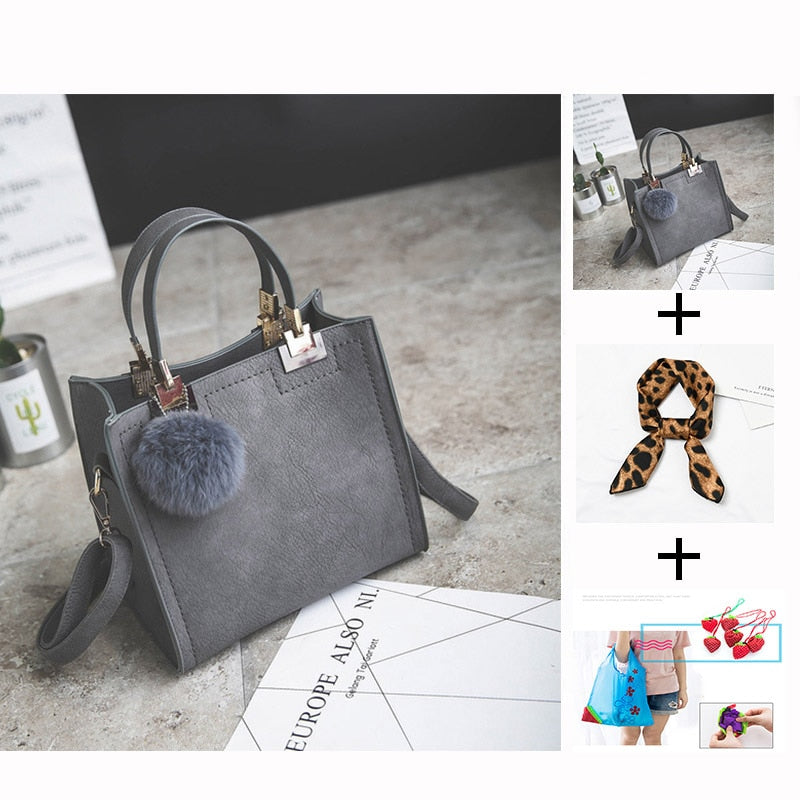WANGKA handbag women shoulder bag luxury handbags women bags designer High-grade Scrub leather messenger bag Hairball women bag