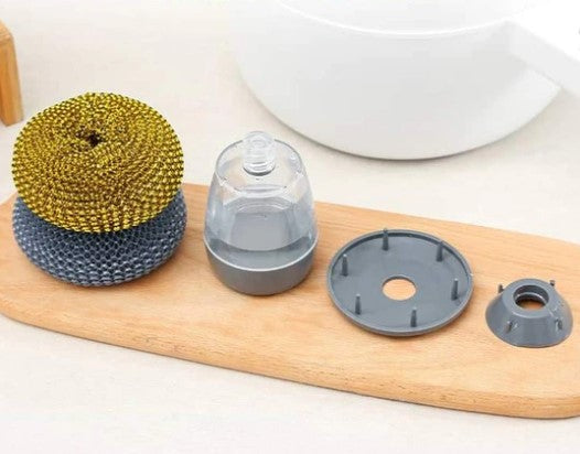 Herbruikbare Stalen Spons met Zeep Reservoir + Gratis extra spons!