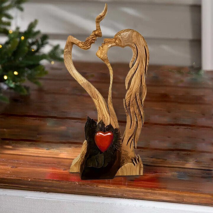 Houten Standbeeld - Liefdevolle Huis Decoratie!