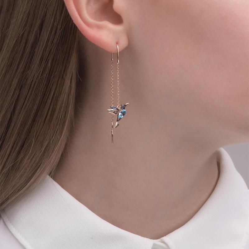 Elegante, Hangende Kolibrie-Oorbellen