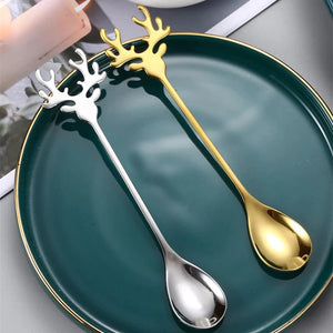 Gewei Kerst Lepels (4 Stuks)