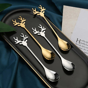 Gewei Kerst Lepels (4 Stuks)