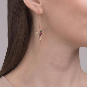 Elegante, Hangende Kolibrie-Oorbellen