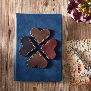 Handgemaakt Lederen Hartjes Boekenleggers (2 Stuks)