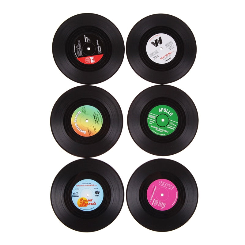 Retro Vinyl LP Onderzetters 6 stuks