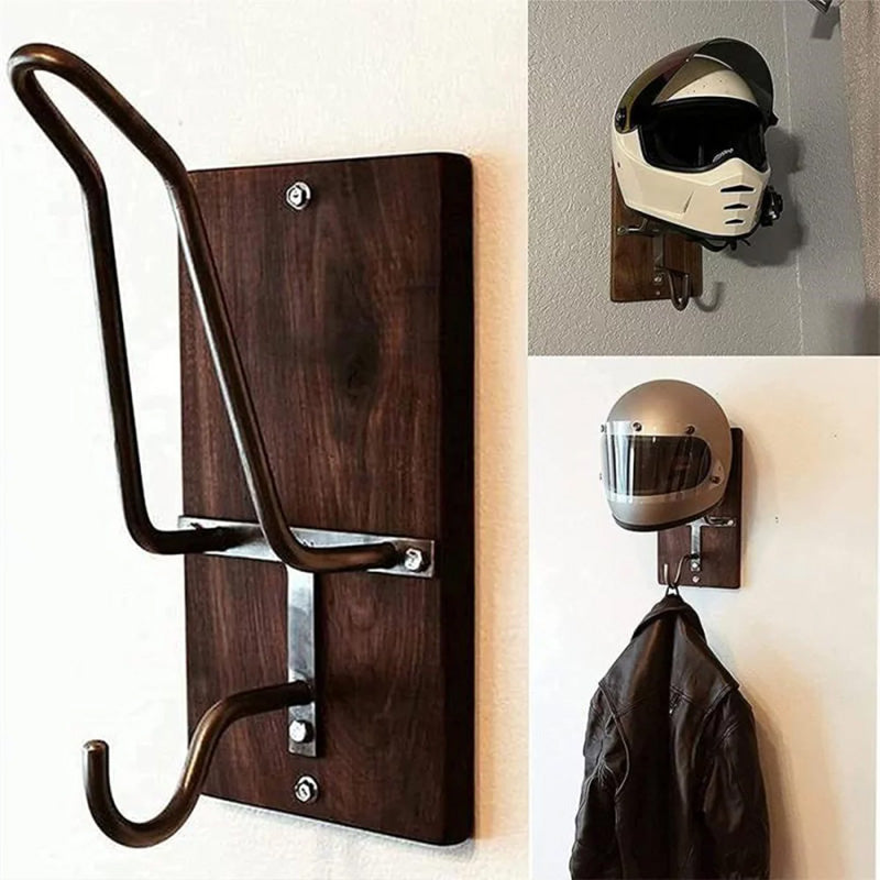 Houten Motorhelm Wandhouder