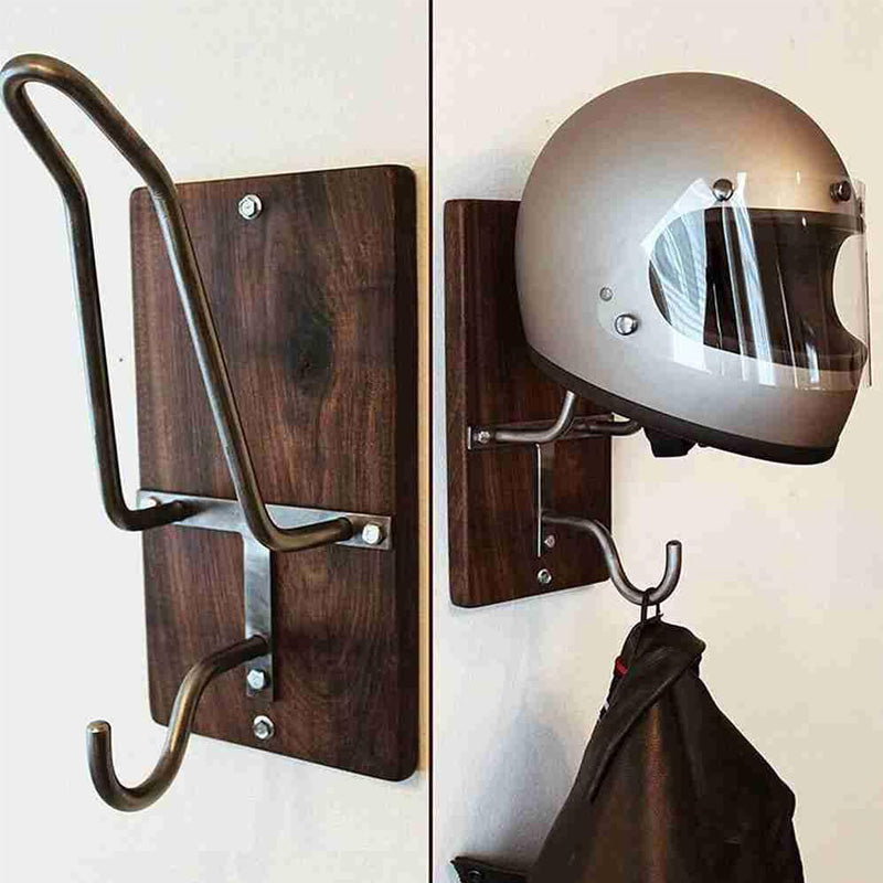 Houten Motorhelm Wandhouder