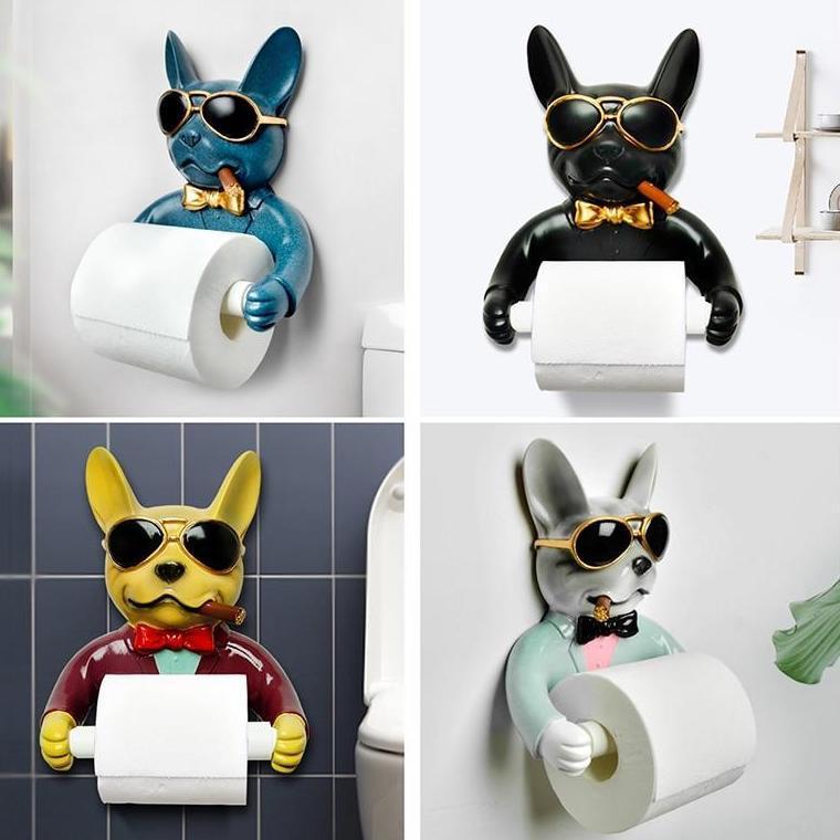 Designer Franse Buldog WC Rol Houder
