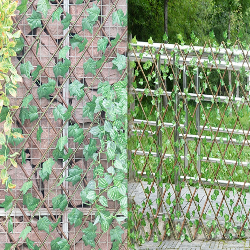 Verstelbaar Tuinscherm van Wilgenhout met Super Realistische Kunstbladeren