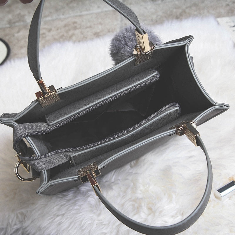 WANGKA handbag women shoulder bag luxury handbags women bags designer High-grade Scrub leather messenger bag Hairball women bag