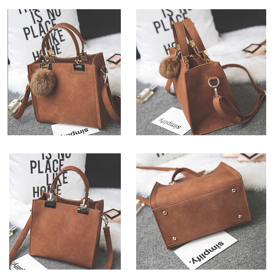 WANGKA handbag women shoulder bag luxury handbags women bags designer High-grade Scrub leather messenger bag Hairball women bag