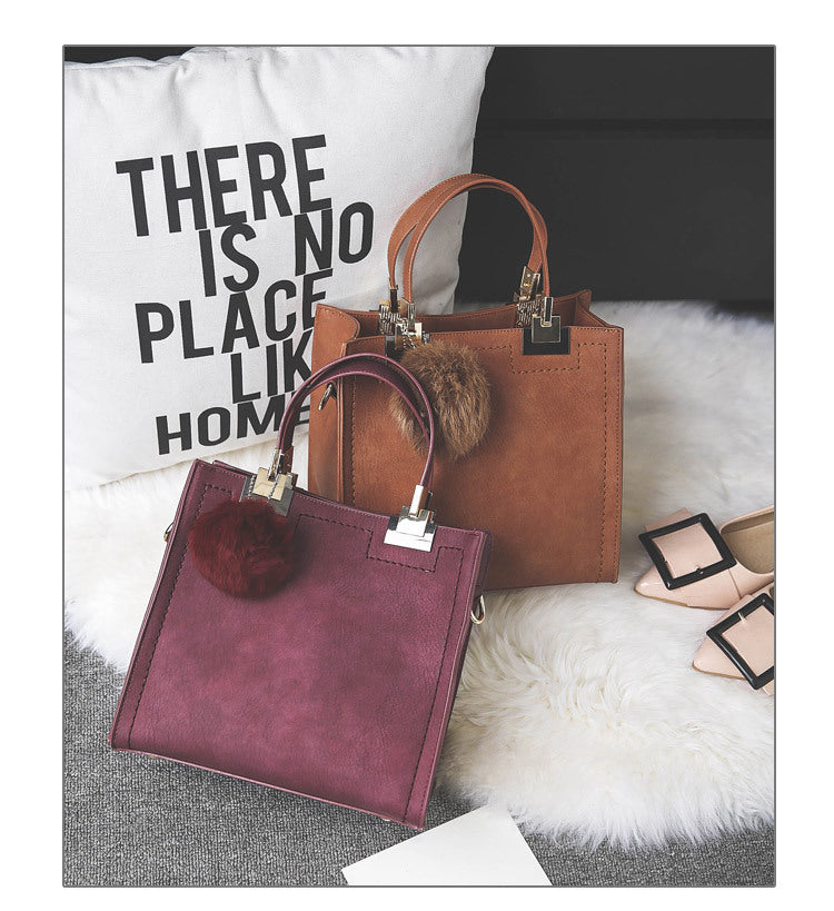 WANGKA handbag women shoulder bag luxury handbags women bags designer High-grade Scrub leather messenger bag Hairball women bag