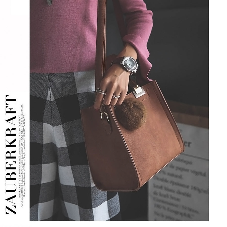 WANGKA handbag women shoulder bag luxury handbags women bags designer High-grade Scrub leather messenger bag Hairball women bag