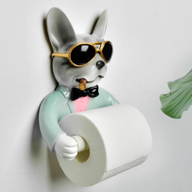 Designer Franse Buldog WC Rol Houder