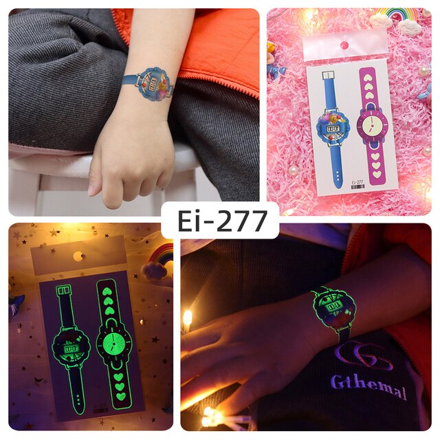 Glow-in-the-Dark Horloge Tattoo (2 Stuks)