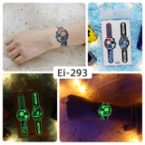 Glow-in-the-Dark Horloge Tattoo (2 Stuks)