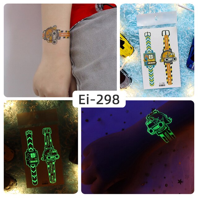 Glow-in-the-Dark Horloge Tattoo (2 Stuks)