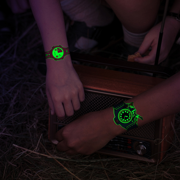 Glow-in-the-Dark Horloge Tattoo (2 Stuks)