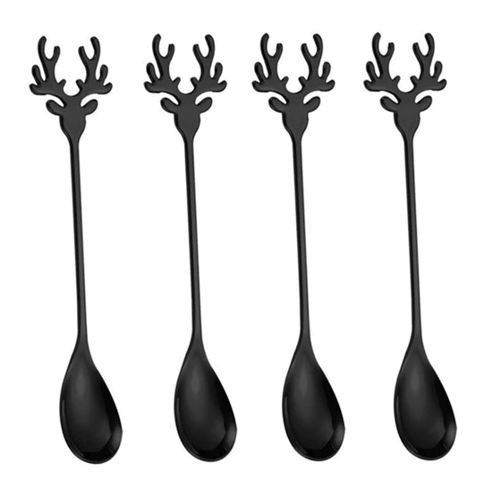 Gewei Kerst Lepels (4 Stuks)