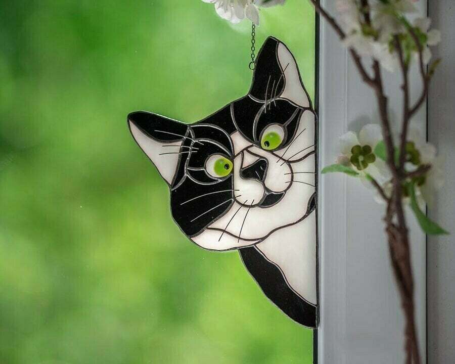 Schattige Doorzichtige Glas in Lood Look Raamsticker