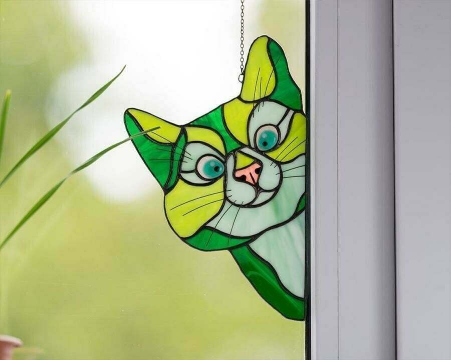 Schattige Doorzichtige Glas in Lood Look Raamsticker