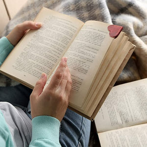 Handgemaakt Lederen Hartjes Boekenleggers (2 Stuks)