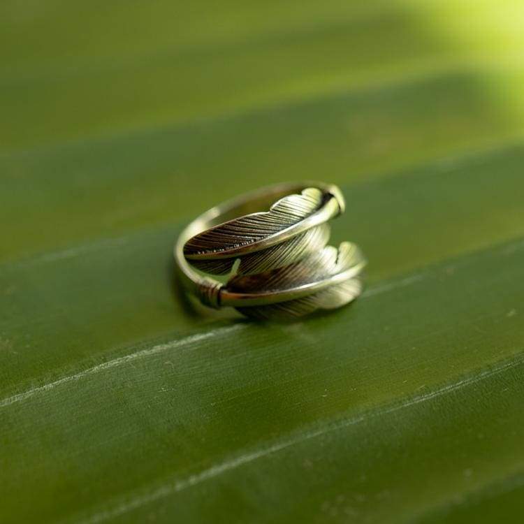 Zilveren Veren Ring