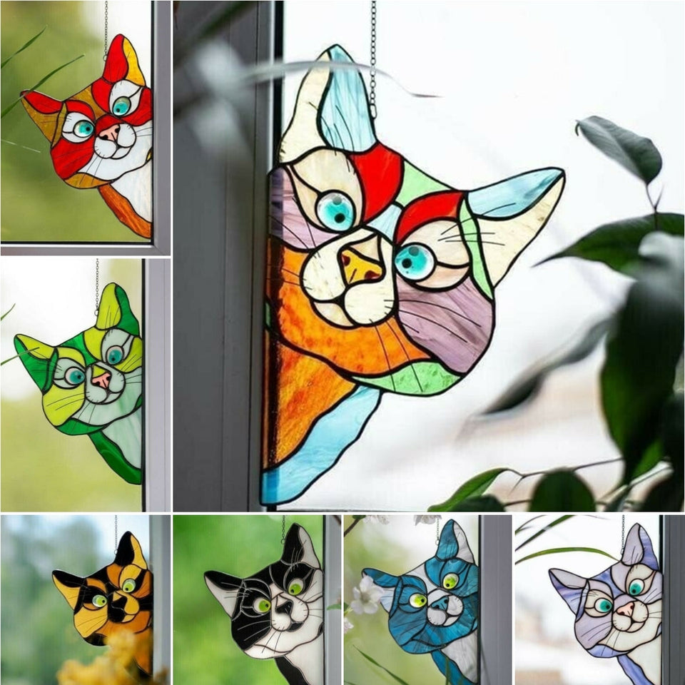 Schattige Doorzichtige Glas in Lood Look Raamsticker