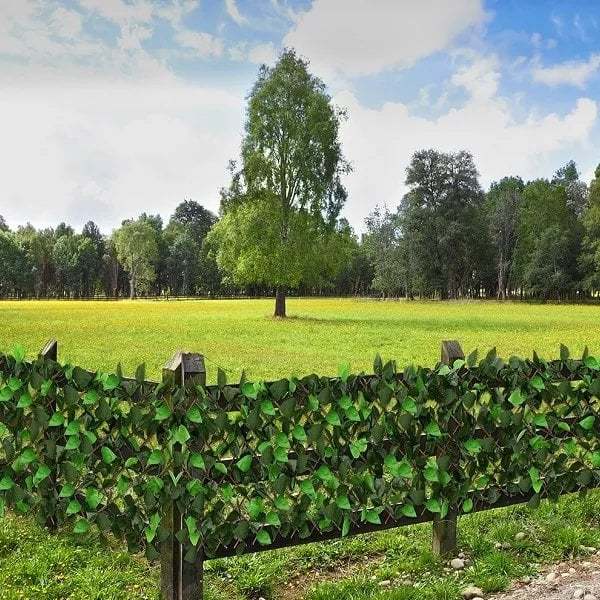 Verstelbaar Tuinscherm van Wilgenhout met Super Realistische Kunstbladeren