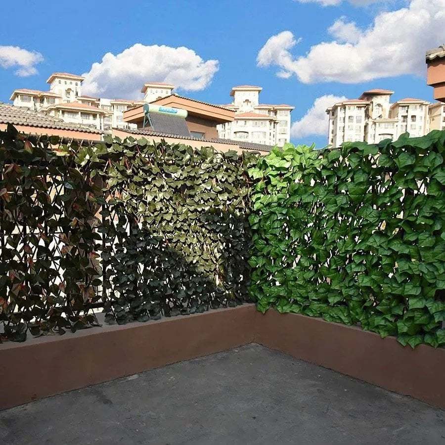 Verstelbaar Tuinscherm van Wilgenhout met Super Realistische Kunstbladeren