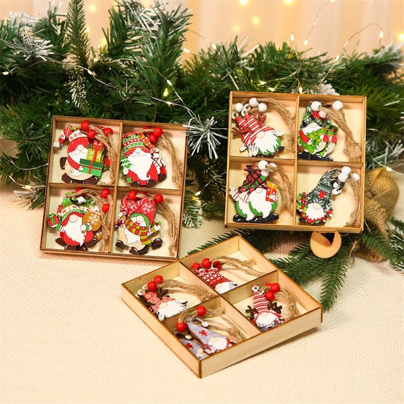 Mini Houten Kerst Kaboutertjes Decoratie Set (12 Stuks!)