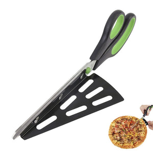 Multifunctionele pizza schaar met schep